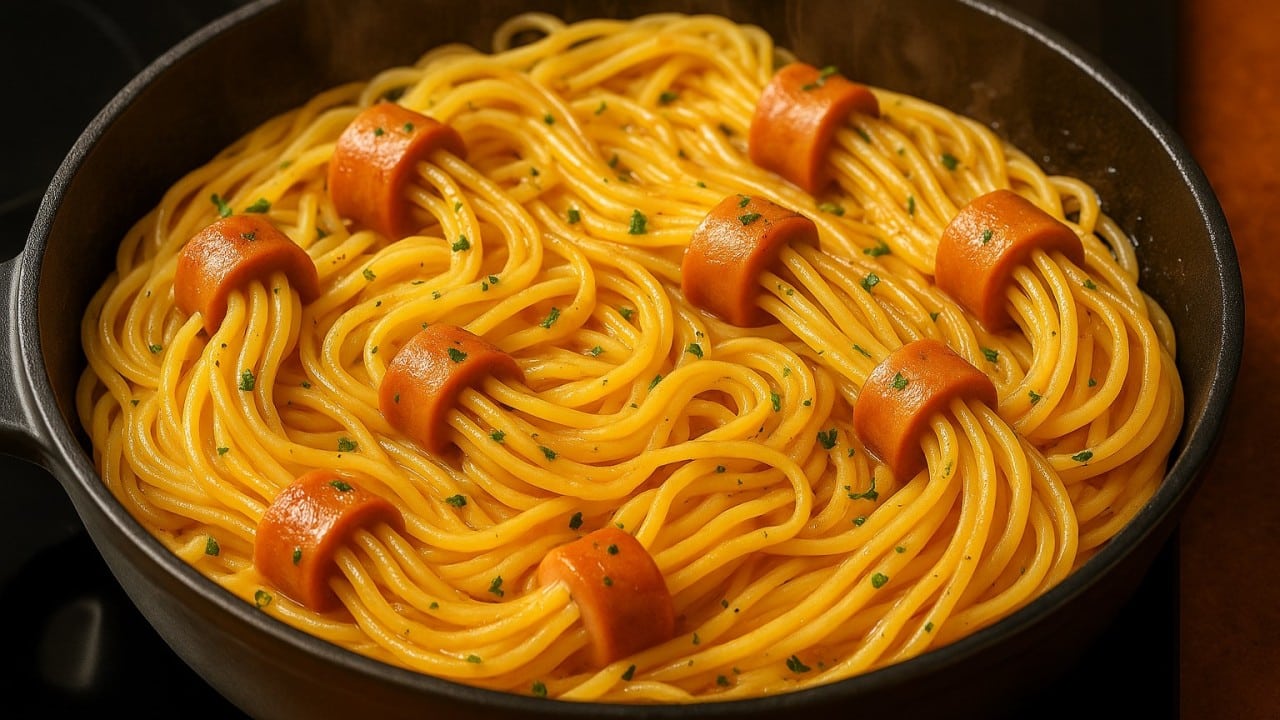 Просто набоцкайте така кренвирши със спагети и става уникална вкусотия