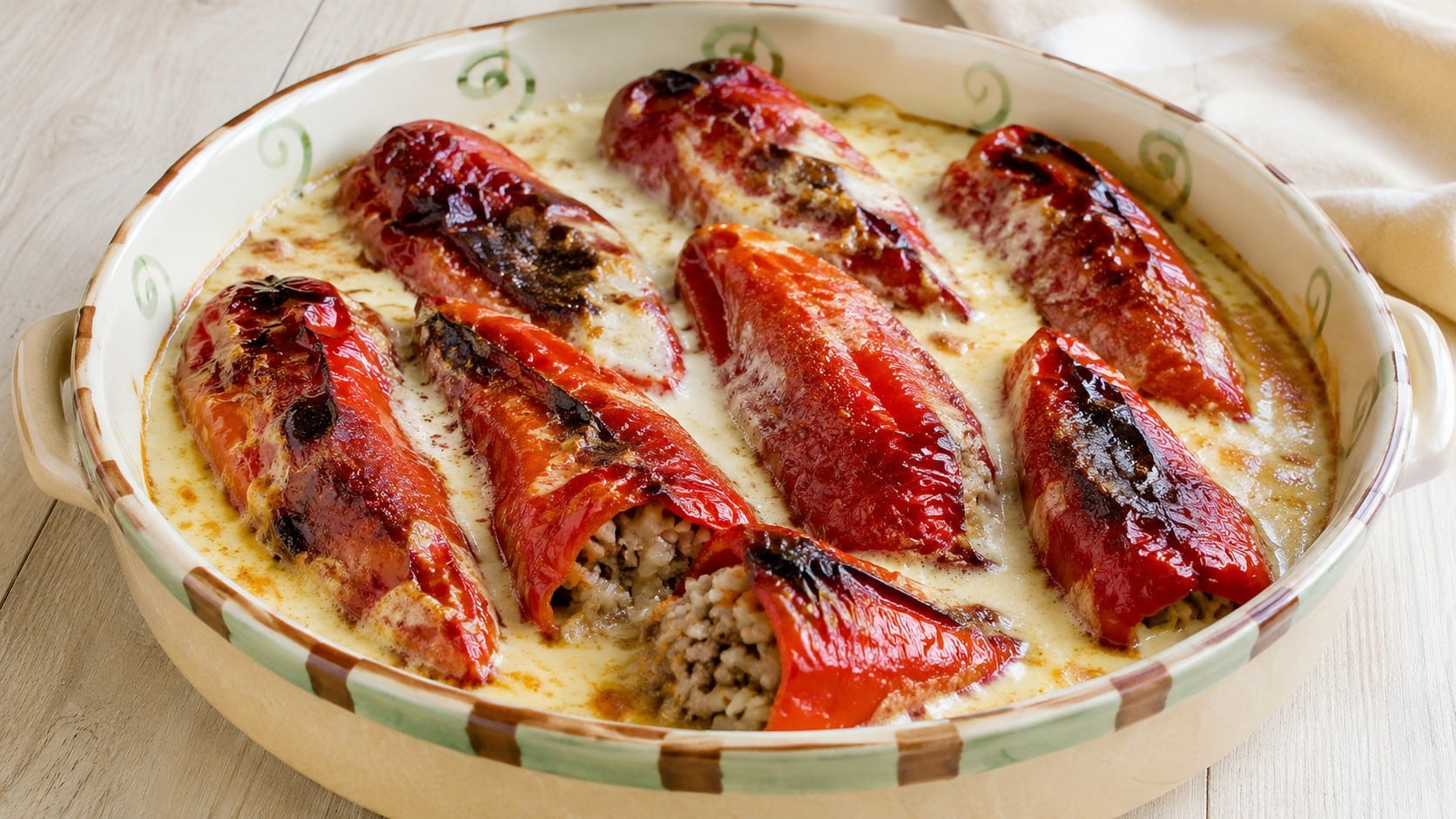 palneni-chushki-s-kayma-i-oriz-v-byal-sos
