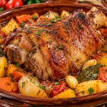 pechen-svinski-dzholan-v-glinen-sad-s-kartofi-morkovi-luk-domati-i-aromaten-sos
