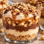 Десерт Сникърс в чаши с шоколад, карамел и фъстъци chasha-s-desert-snikars-s-biskviteni-trohi-krem-maskarpone-shokolad-karamel-i-pecheni-fastatsi