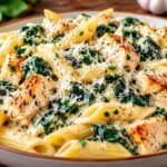 Паста с пилешко, спанак и крема сирене chiniya-s-kremobrazna-pasta-penne-s-parcheta-pileshko-spanak-krema-sirene-i-nastargan-parmezan