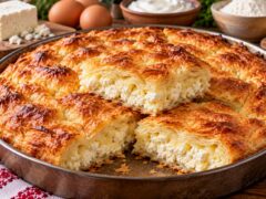 narezana-zlatista-banitsa-s-hrupkavi-kori-i-bogata-planka-ot-sirene-v-tava