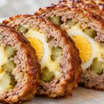 Месно руло с яйца и кисели краставички naryazano-pecheno-rulo-ot-kayma-s-cyalo-vareno-yaytse-kubcheta-kiseli-krastavichki-i-raztopen-kashkaval