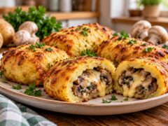 zlatisti-kartofeni-rultsa-s-razrez-i-planka-ot-pecheni-gabi-i-raztopen-kashkaval-v-chiniya
