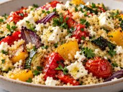 kupichka-s-kus-kus-feta-pecheni-tikvichki-chushki-cheri-domati-cherven-luk-i-magdanoz