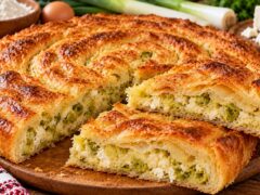 spiralna-zlatista-banitsa-s-praz-sirene-i-otryazani-parcheta